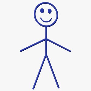 Stickman Cartoon Figure Blue 3D