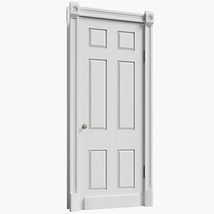 Classic wooden white door 3D model