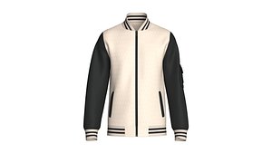 3D Men Zip-Up Bomber Jacket With Sleeve Pocket