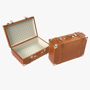 Vintage Leather Suitcase PBR 3D