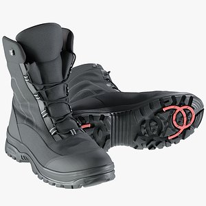 3D realistic men winter boots