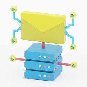 Mail Server icon represented with Multiple Routers and mailing envelopes