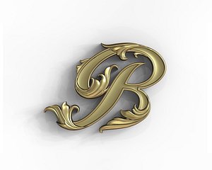 3D model Letter B floral