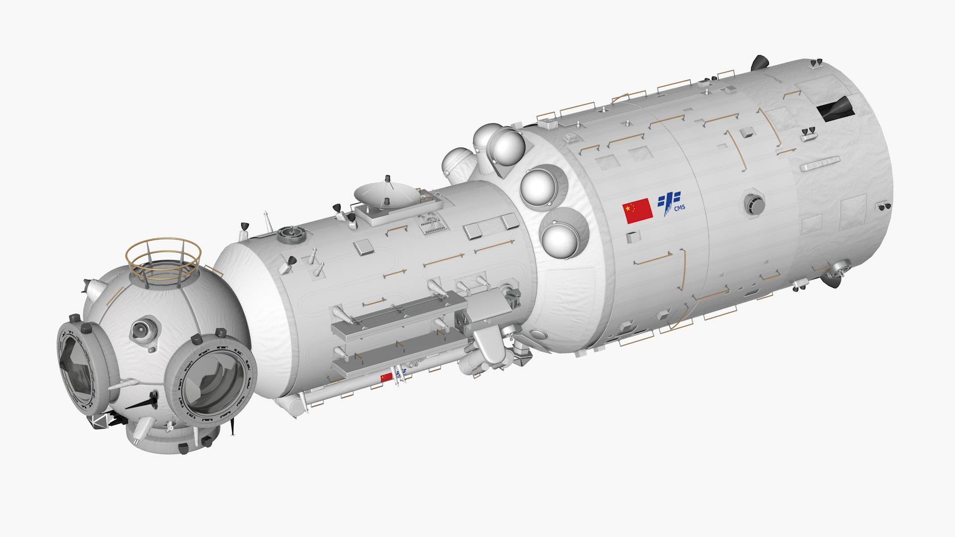Chinese Space Station Tiangong 3D model https://p.turbosquid.com/ts-thumb/qP/DLAi6t/5A/tianhe01/png/1642347541/1920x1080/fit_q87/be6bd3bbe96c9ecd341eaeb5958d359633d3c711/tianhe01.jpg
