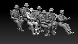3D British soldiers ww2 model