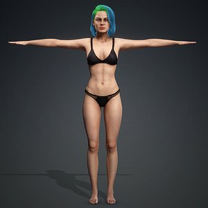 Fashion Beauty Woman in lingerie Game ready - rigged and blendshapes