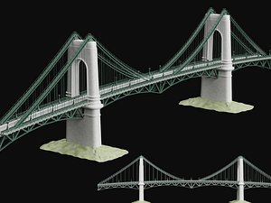 3D Classic Suspension Bridge Landmark Architecture Model