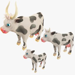cartoon cows 3D model