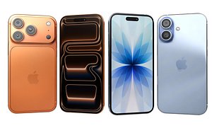 3D Apple iPhone 17 Pro Cosmic Orange And iPhone 17 Mist Blue