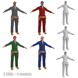 3d model pack worker lods man