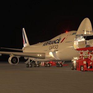Night Scene of a Freighter Aircraft in Loading Operation