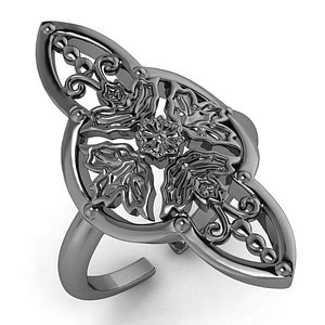 Arabesque four leaves ring