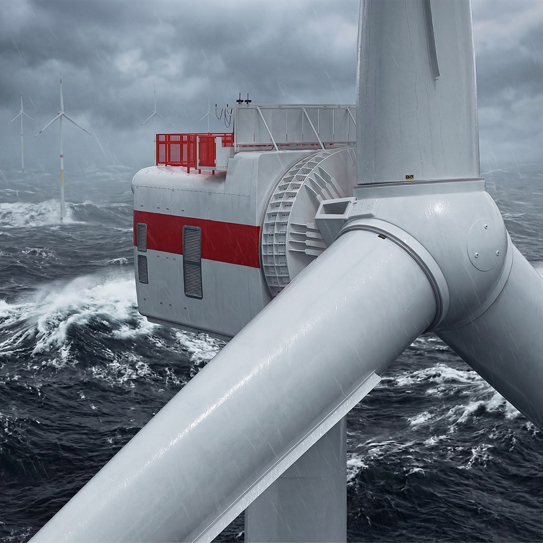 Industrial Wind Turbine Power Generator 3D model preview