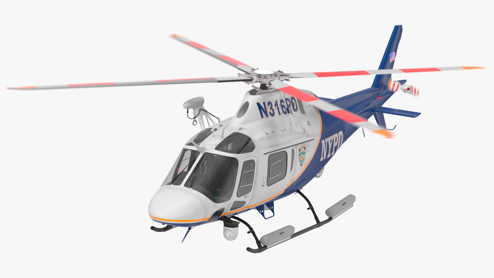 Helicopter AgustaWestland AW119 Police Rigged 3D model preview