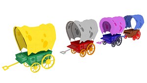 Cartoon Wagons 3D model