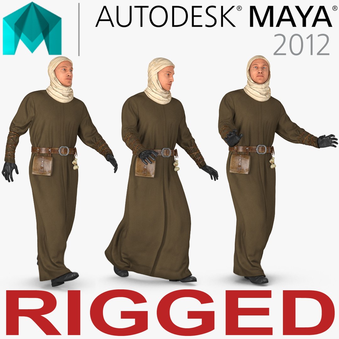 Medieval Man Rigged for Maya 3D Model 3D model preview