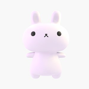 Rigged cute cartoon chibi rabbit 3D