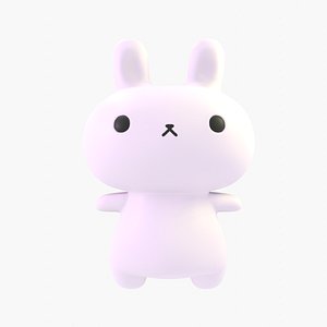Rigged cute cartoon chibi rabbit