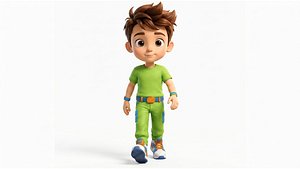 Stylized Cartoon Boy Character Rigged  Animated Game Ready 3D Character 3D model
