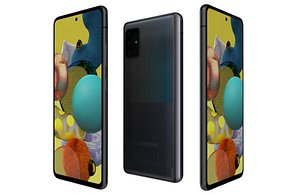 Samsung Galaxy A51 5G Prism Cube Black Low Poly 3D