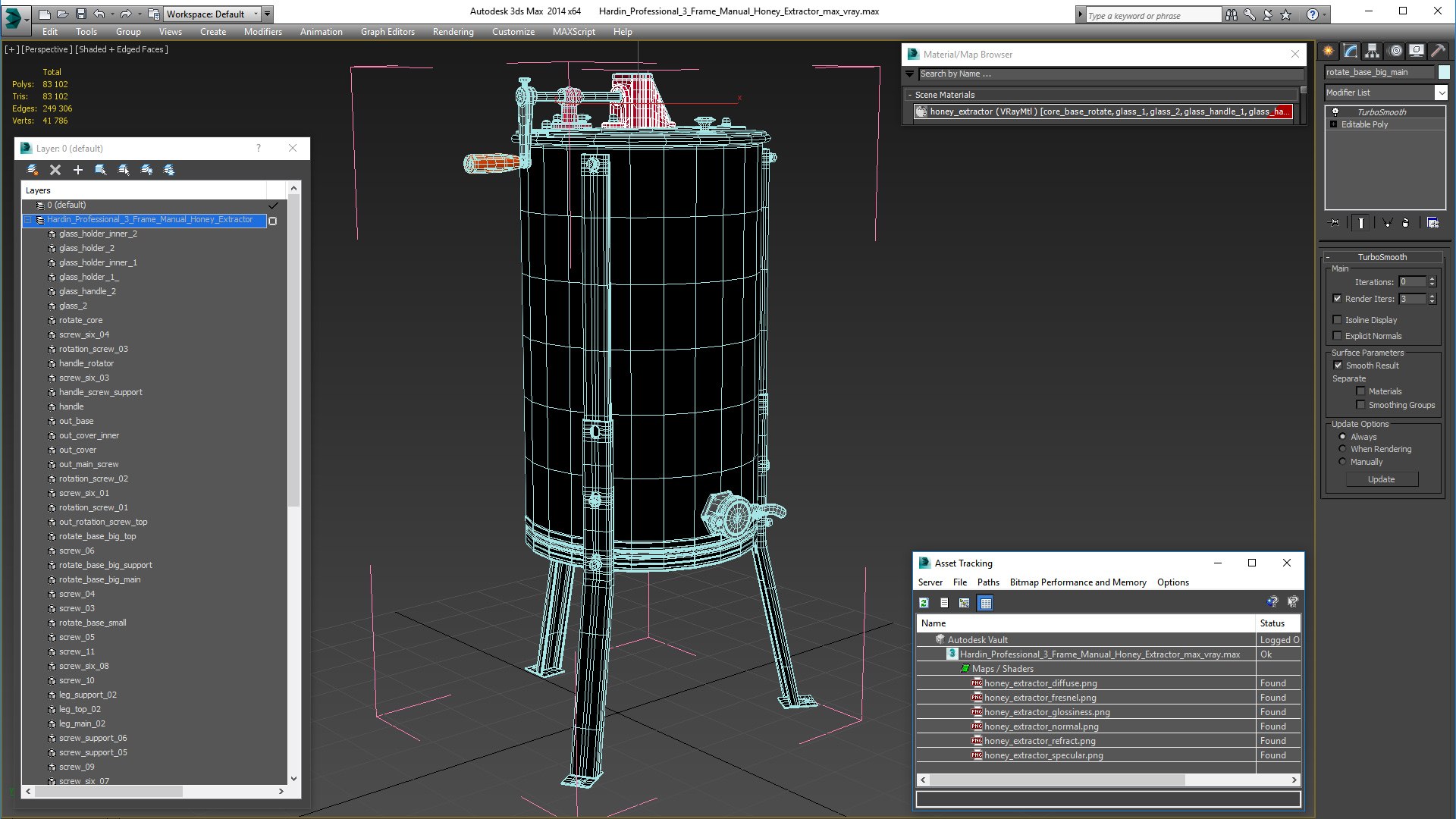 3D Hardin Professional 3 Frame Manual Honey Extractor model https://p.turbosquid.com/ts-thumb/qR/1bA7sL/TU/hardinprofessional3framemanualhoneyextractor3dsmodel019/jpg/1619139618/1920x1080/fit_q87/120e92613a047106e8d2cc706febbdfe72583a84/hardinprofessional3framemanualhoneyextractor3dsmodel019.jpg