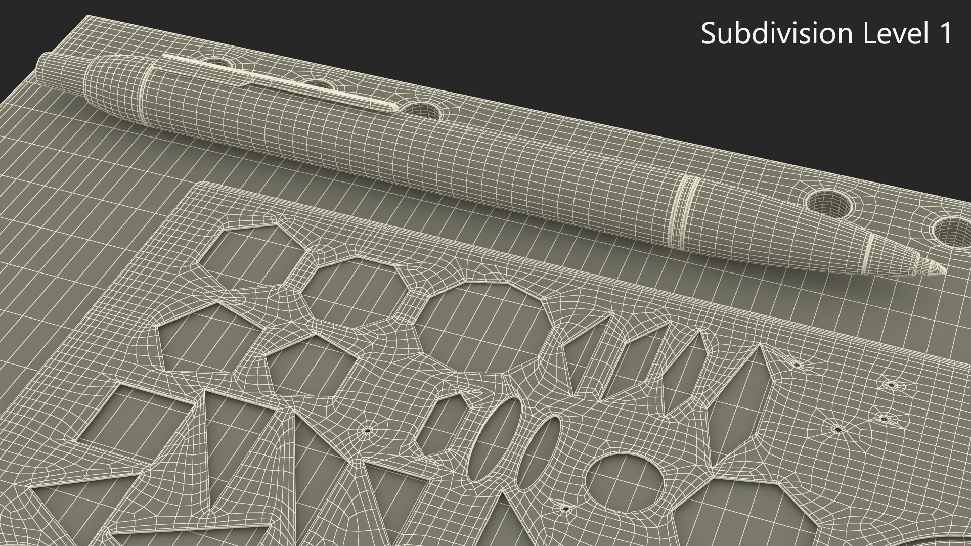 3D Sheets Of Paper With Ruler And Pen Model - TurboSquid 2422758