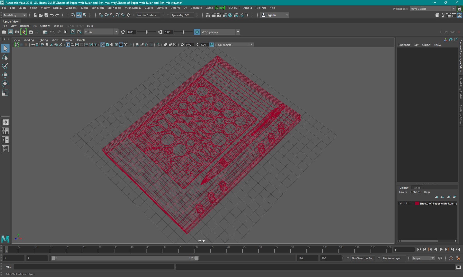 3D Sheets Of Paper With Ruler And Pen Model - TurboSquid 2422758