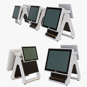 Dual Screen Retail POS Self-Service Kiosk Terminal 3D model