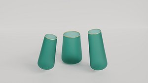 Colored Glass Vase Set 3 Pieces 3D model