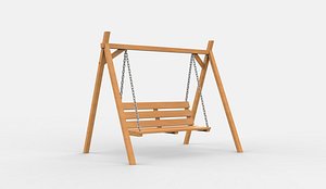 Wooden swing 02 3D model 3D model