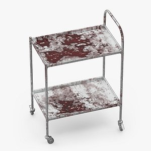Grimy Hospital Tool Trolley Blood Marks 3D