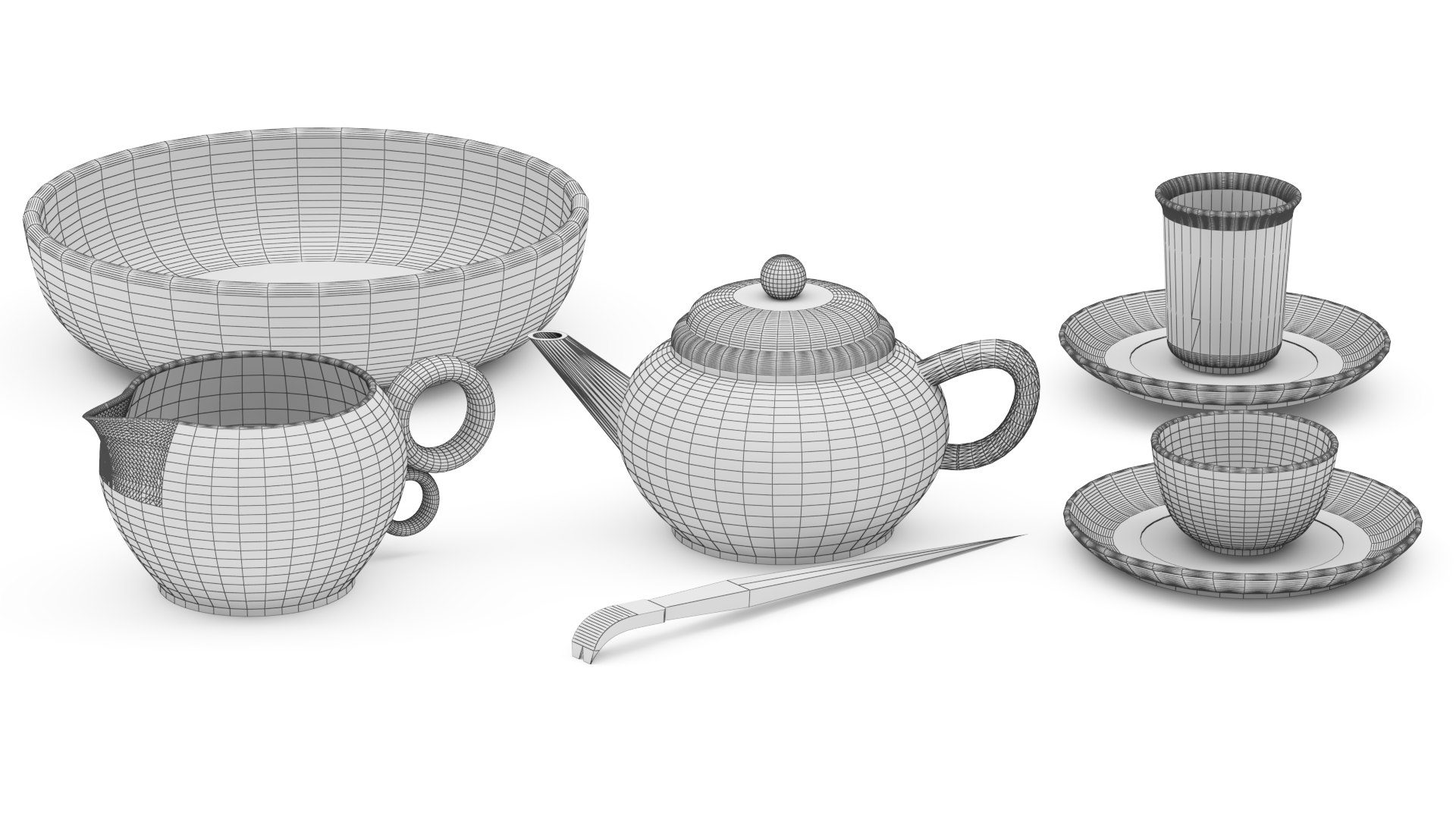 3D Chinese Traditional Ceremony Tea Set Model - TurboSquid 2050212