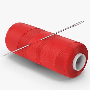 Red Sewing Thread And Needle