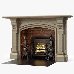 Westland London A Large Yorkstone Gothic Style Antique Fireplace Stock No 14223