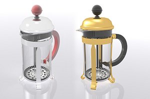 3D French Press - copper and chrome colored