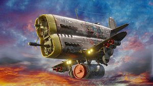 3D Stylized realistic metal airplane