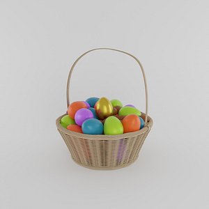 Easter Basket with Variety of Eggs Unwrapped and Textured