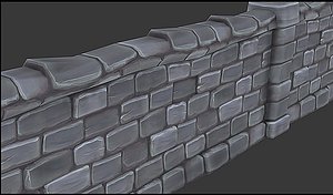 hand painted stone wall 3d max
