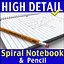 Spiralblock und Bleistift 3D-Modell