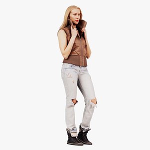 3D Blonde Attitude Leather Jacket and Jeans Remastered model