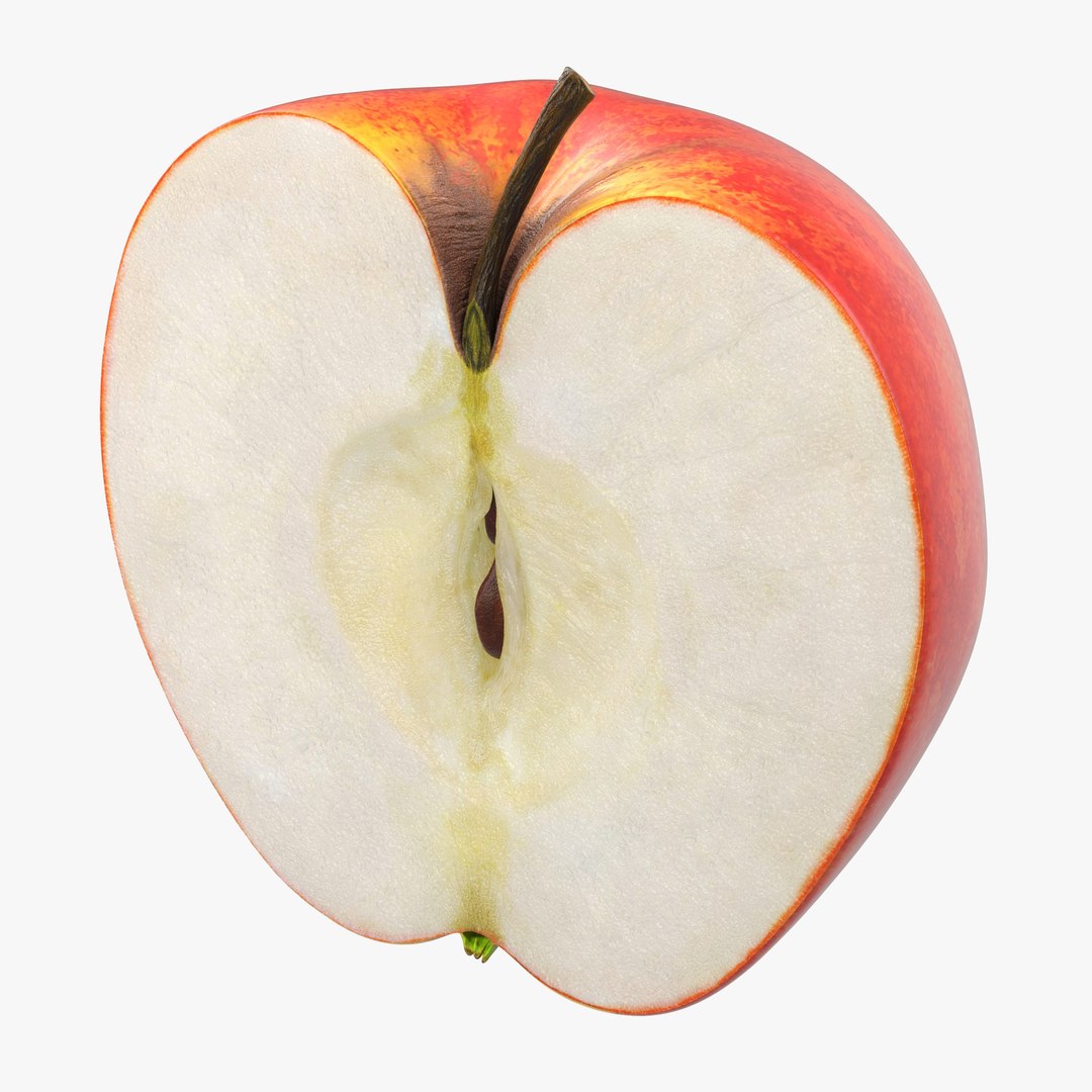 Half of Red Apple 3D Model 3D model preview