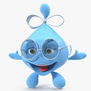 water droplet cartoon lady character 3D