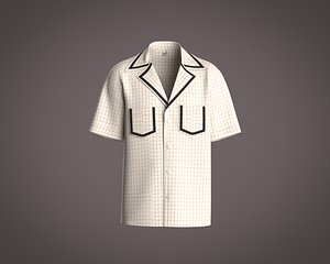 Mens resort shirt striped panel and low neckline