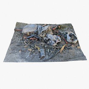 3D Gravel Ground Trash 02 - 3D photogrammetry model scan of gravel and sand area with various trash model