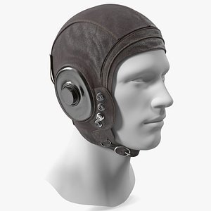 Worn Leather Pilot Helmet on Mannequin