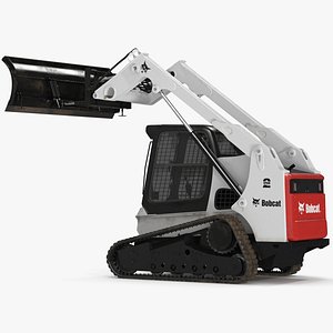 3D model Tracked Skid Steer Bobcat With Dozer Blade Rigged for Cinema 4D
