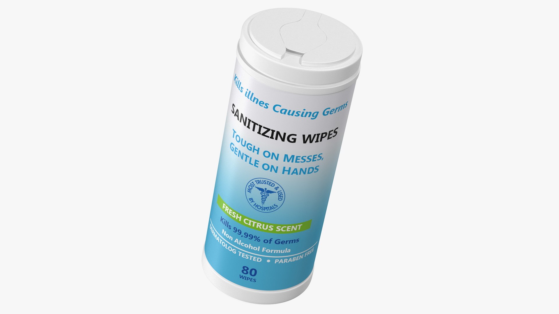Sanitizing Wipes 80 Count Small Canister 3D model preview