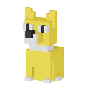 Shiba Inu dog 8 bit cartoon voxel art low poly