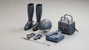 Horse Riding Gear Set 3D Model