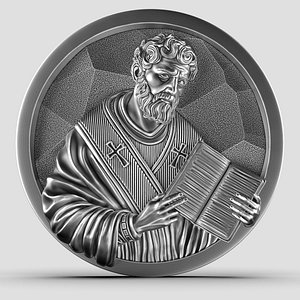 Saint Ambrose Bas Relief and Pendant 3D print model 3D model